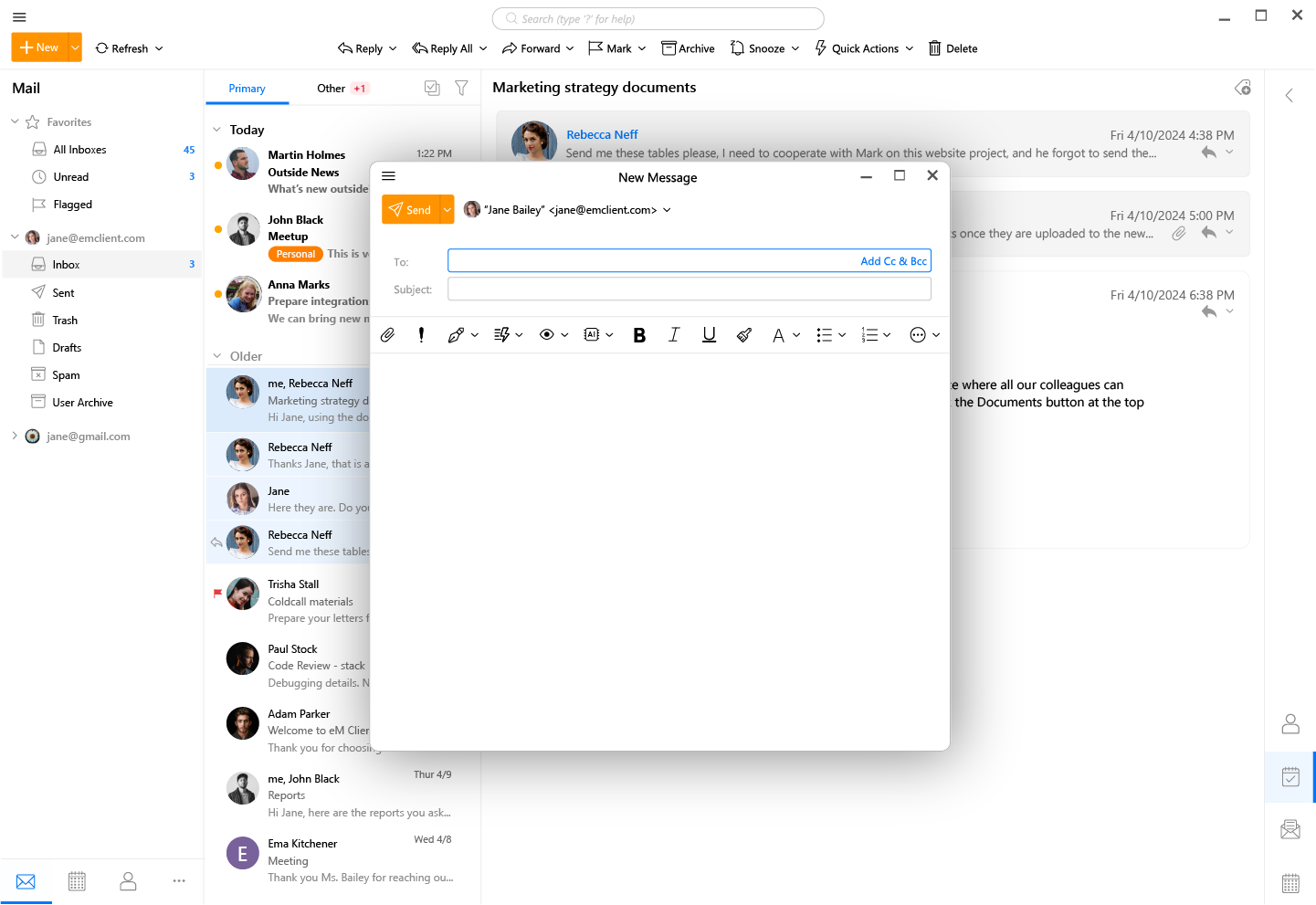 eM Client 편지 작성